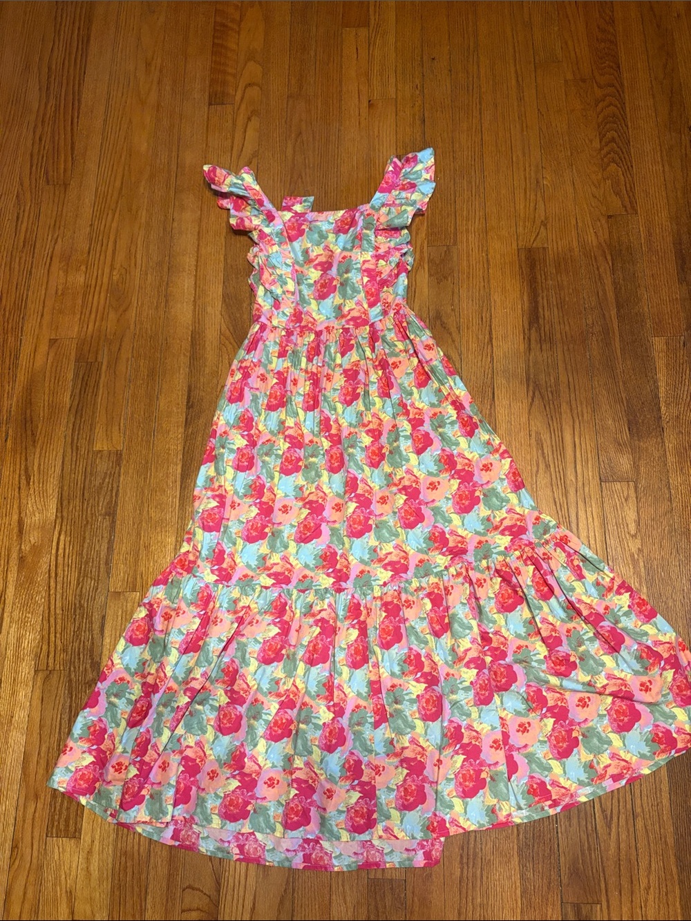Floral Ruffle Strap Maxi Dress - Pink Multi